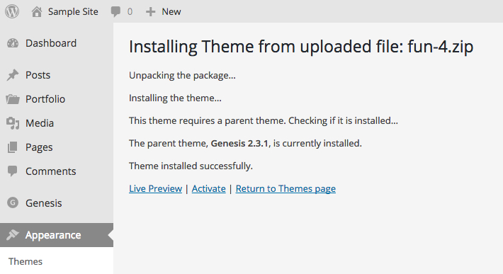 How to install your theme 1