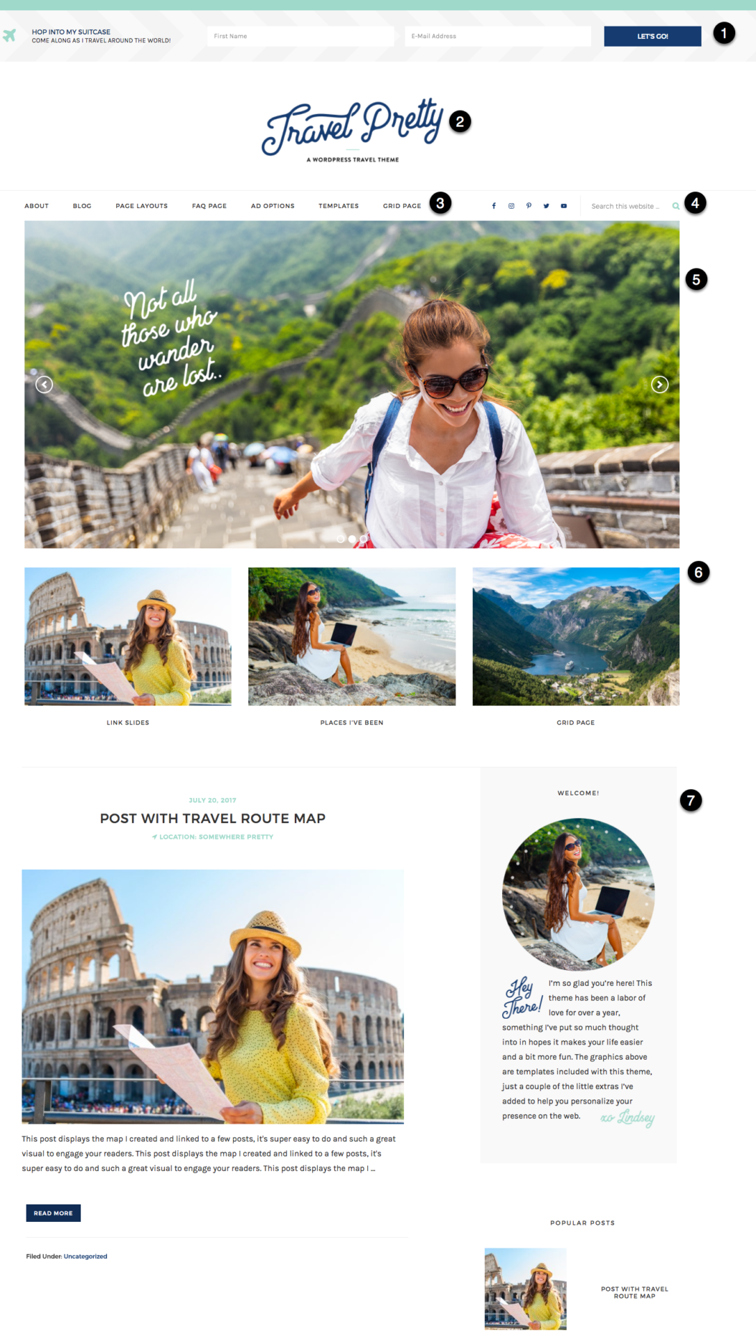 Travel Pretty: Home Page Layout 2
