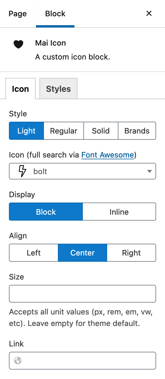 Mai Icon block icon tab